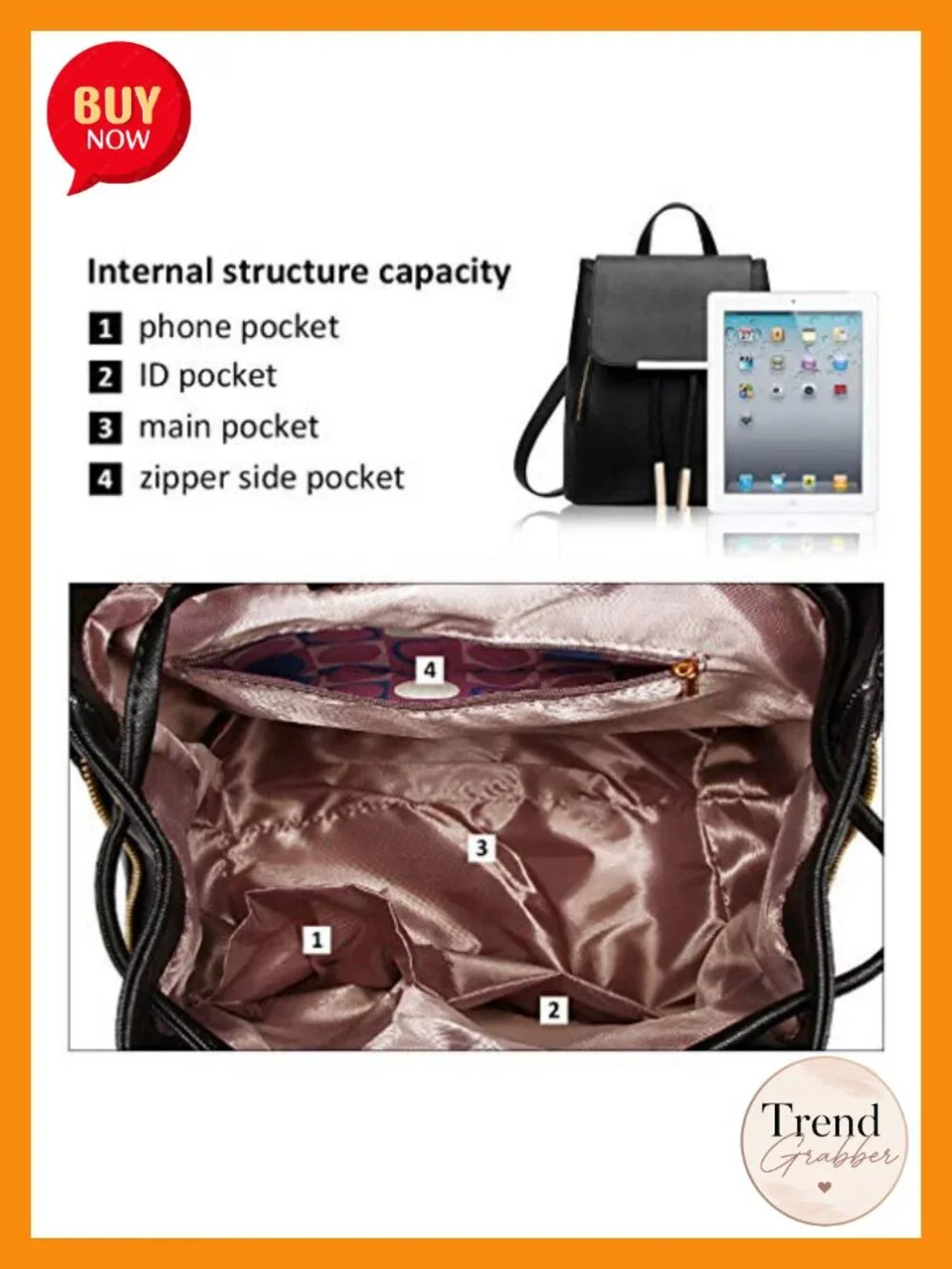 PU Leather Backpack Purse for Women - Anti Theft Travel Daypack with Adjustable